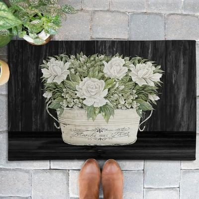 Laural Home Moody Farmhouse Roses Outdoor Door Mat