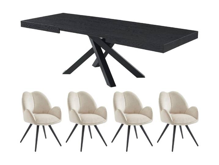 Ensemble table et chaises mdf noir