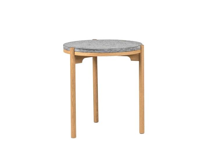 Mavis Dondo Beistelltisch weiß pigmentierte Eiche Ø45 cm Gehobelter Kalkstein