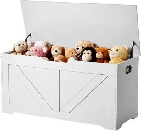 VEVOR Kinderbank met opbergruimte, houten speelgoedkist met veiligheidsscharnier, wit, B/D/H: 96,0 x 39,5 x 48,0 cm