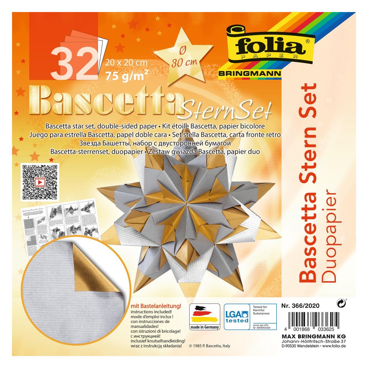Folia Faltbl"tter Bascetta-Stern, 200 x 200 mm, silber/gold (366/2020)