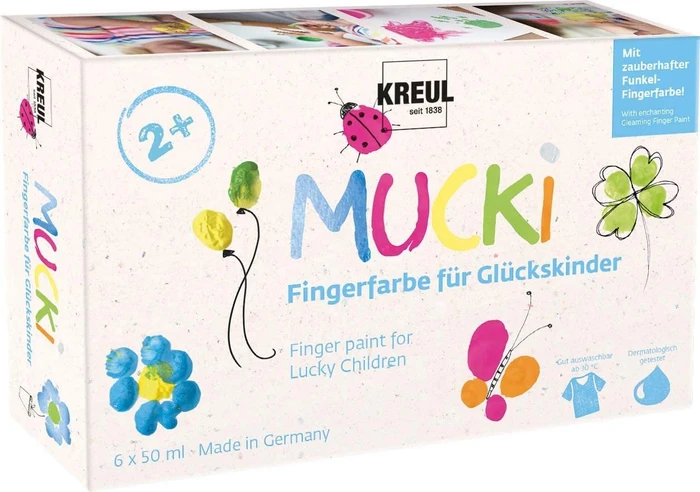 MUCKI 6 Glückskinder Fingerfarben farbsortiert 6 x 50,0 ml