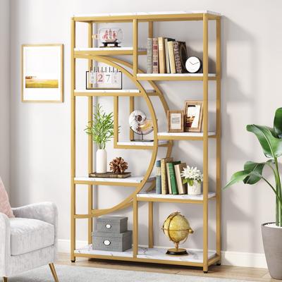 YUZHOU Bookshelf 5 Shelf Bookcase, Industrial Etagere Bookcase with 8-Open Storage Shelf