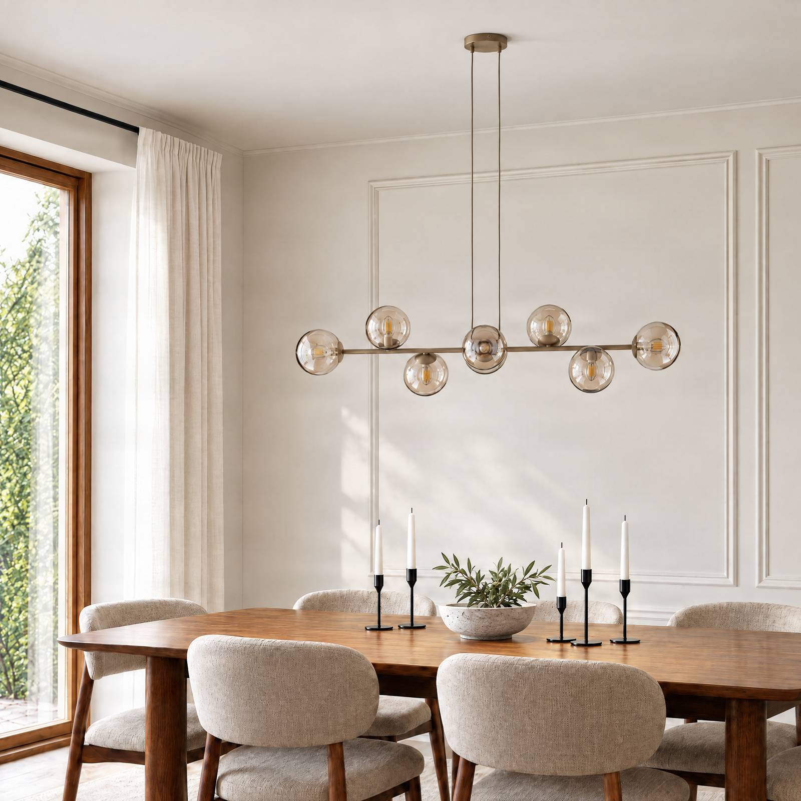 Hängelampe Rossi EMIBIG LIGHTING, dimmbar, creme / amber, für Wohn- / Esszimmer, Glas, Modern, Pendelleuchte