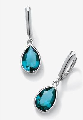 Sterling Silver Drop Earrings Pear Cut Simulated Birthstones by PalmBeach Jewelry in December