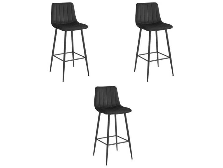 MADAME MEUBLE Lot de 3 Tabourets de Bar POZZA Design Ergonomique Velours NOIR
