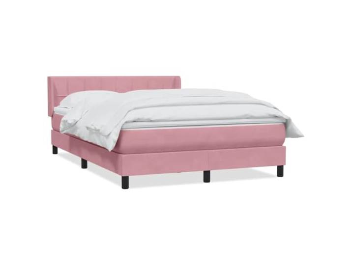 LKJephalotrop Boxspringbett mit Matratze Topper Rosa 140x220 cm Komplettes Samt Doppelbett 140x220 cm für das Schlafzimmer, inklusive Taschenfederkernmatratze und Topper in Rosa.