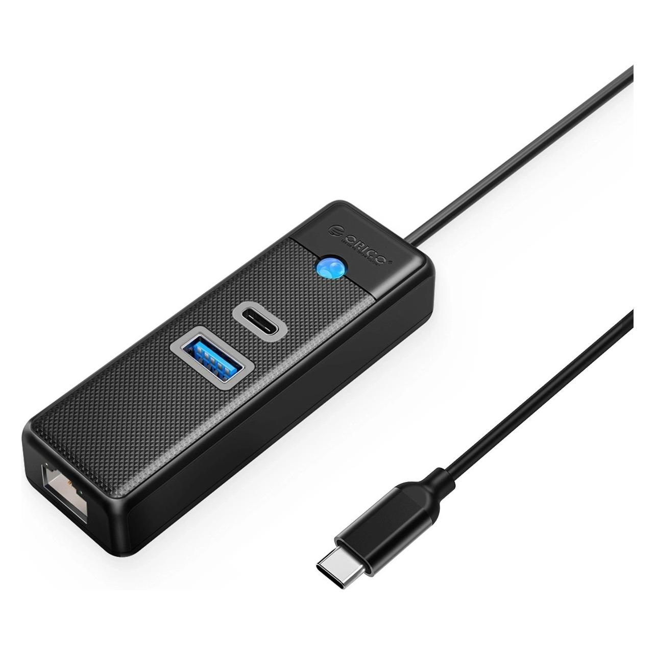 Orico PW3UR25-C3 černá, kabel 0,15 m / USB hub / 1x USB-A 3.0 / 1x USB-C 3.0 / RJ45 2.5G Ethernet (USB-C, 3 Ports) (ORICO)
