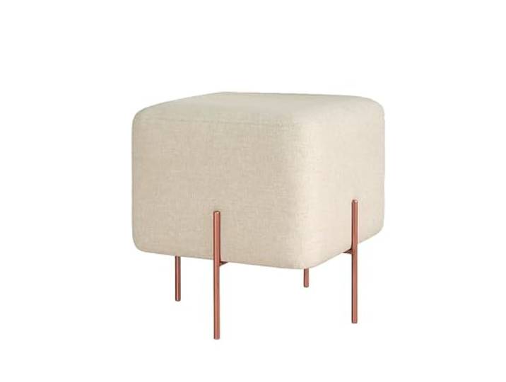 Atelier Del Sofa Bohème-Pouf, cremefarben, 40 x 42 x 40 cm 50% Baumwolle & 50% Leinen, 5 cm orthopädischer Schaumstoffkern, kupferbeschichtete Eisenbeine Stilvoll & funktional für Hotel & Wohnen