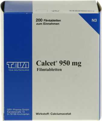 Teva GmbH CALCET 950 mg Filmtabletten 200 St 07226546