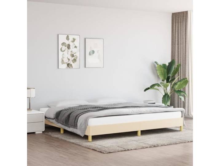 Cadre de lit sans matelas crème 200x200 cm tissu 346847