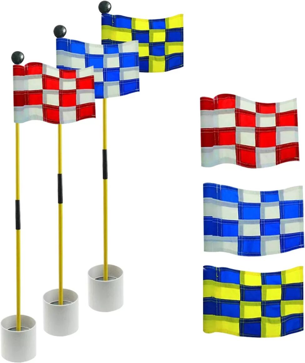 INF Mini Mât de Drapeau de Golf Portable avec Tasse de Trou pour Entraînement au Putting Blanc + Bleu