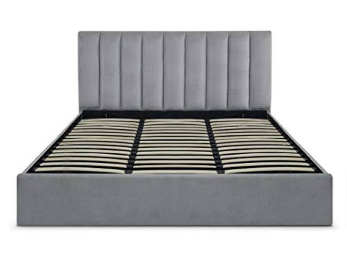 Menzzo jyb308180hcj41silver Bett Songe + Lattenrost, Velours, 180 cm, silberfarben