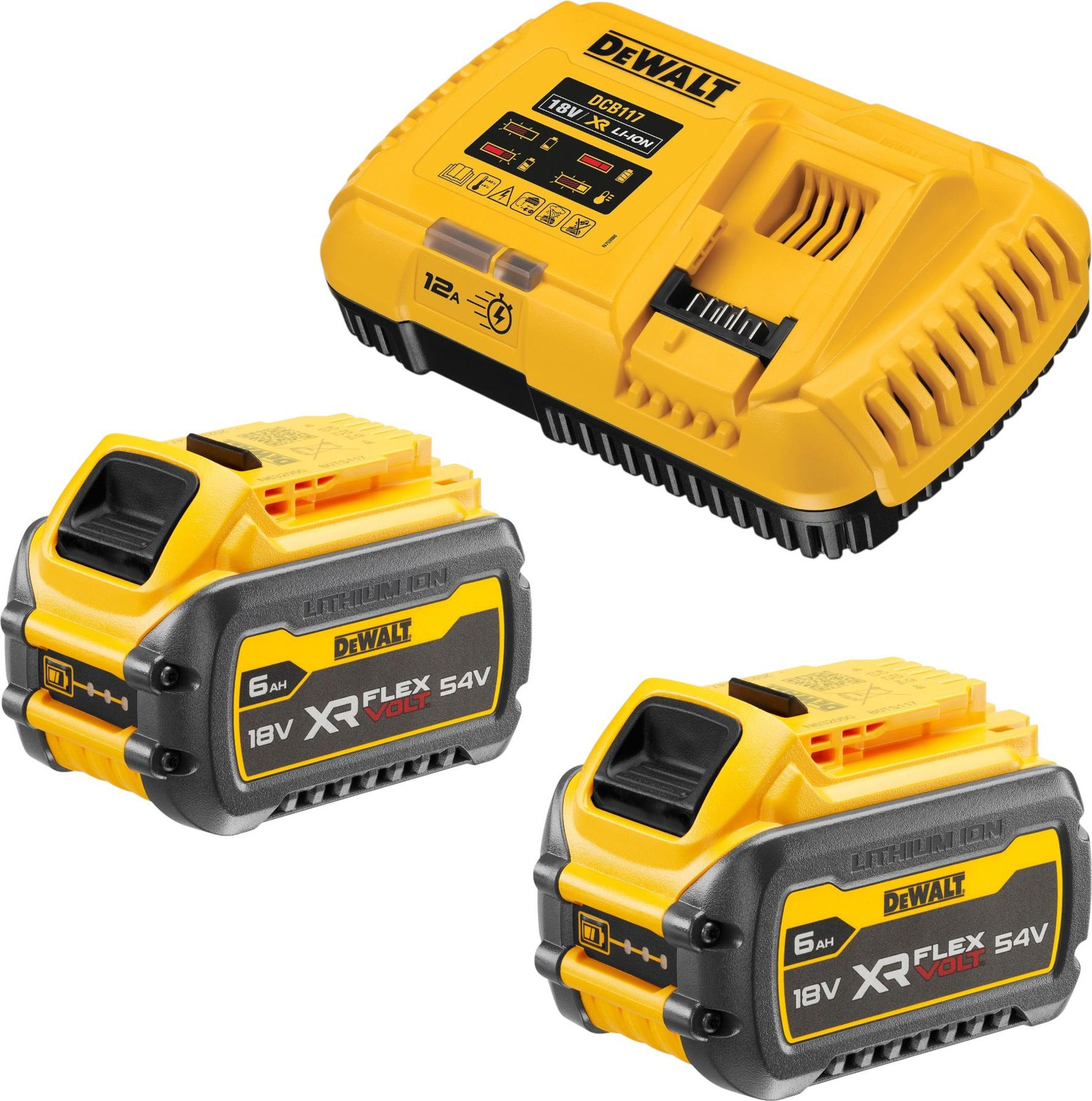 DeWalt DCB 117 T2 accu-starterset 18 V met 12 A lader en 2x DCB 546 accu 6,0 Ah