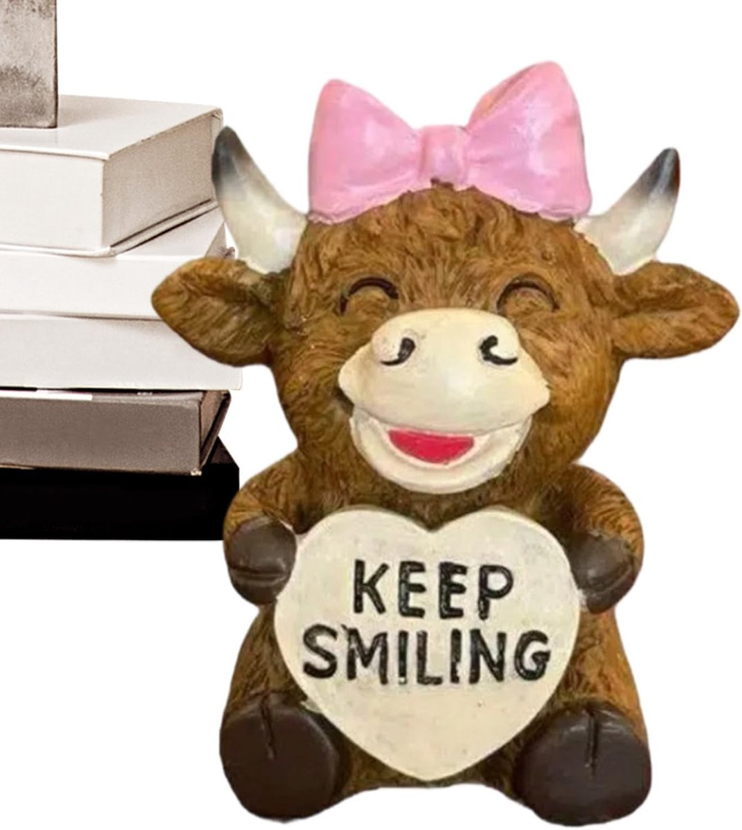Handgeschilderd Koe Figuur Hars Standbeeld Decoratie H x B x D: 12 x 10 x 10 cm