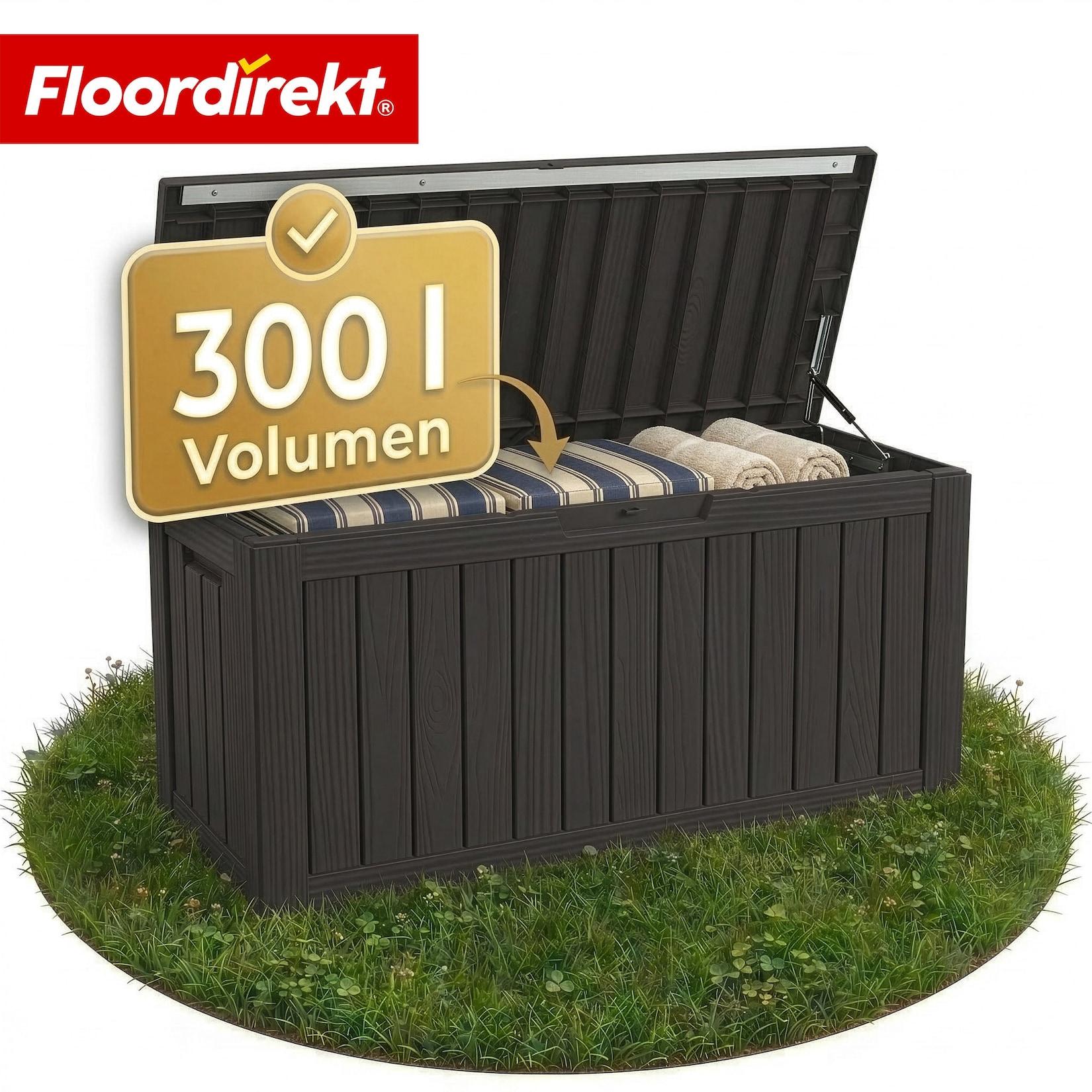 Floordirekt Gartenbox in Holz-Optik Wetterfeste Kissenbox für Terrasse & Balkon Anthrazit