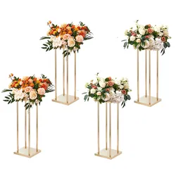 VEVOR 4er-Set Blumenhocker Eckig 20x20x60cm Blumenständer Eisen Beistelltisch Modern Blumensäule Gold-Galvanisierung Pflanzenhocker Pflanzenständer Metallständer für Dekoration von Bars Hotels Cafés