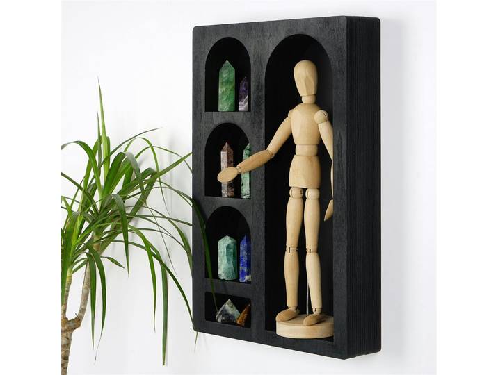 Etagère murale noire décorative - 5 niches AVIALA