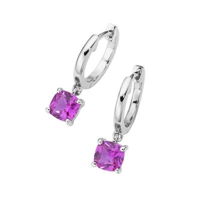 Paar Creolen SMART JEWEL "mit farbigen Ziersteinen, Silber 925", pink, Ohrringe, Damen, Silber 925 (Sterlingsilber)