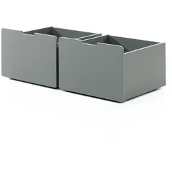 Schubladen-Set, best. aus 2 Schubkästen auf Rollen, MDF grau lackiert