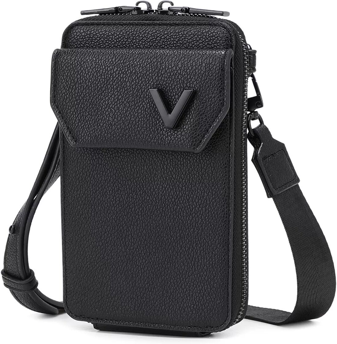 INF Minimalistische tragbare PU-Leder-Umhängetasche – Kompakte Crossbody-Handytasche Schwarz