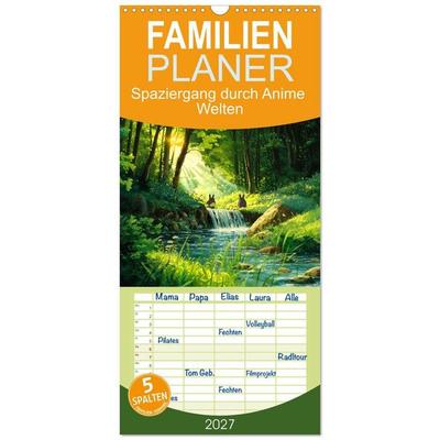 Familienplaner 2027 - Spaziergang durch Anime Welten mit 5 Spalten (Wandkalender, 21 x 45 cm) CALVENDO