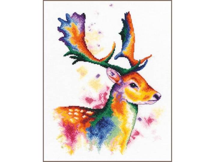 LANARTE Borduurpakket Kruissteek Schilderij REGENBOOGHERT Handwerkpakket voor Wanddecoratie 29 x 40 cm Borduurwerk met Telpatroon DIY Kit Moderne Kruissteek Cadeau Knutselen Voor Volwassenen