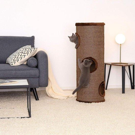 Famanu Kratztonne für Katzen mit Sisal - 100 cm Höhe, Braun