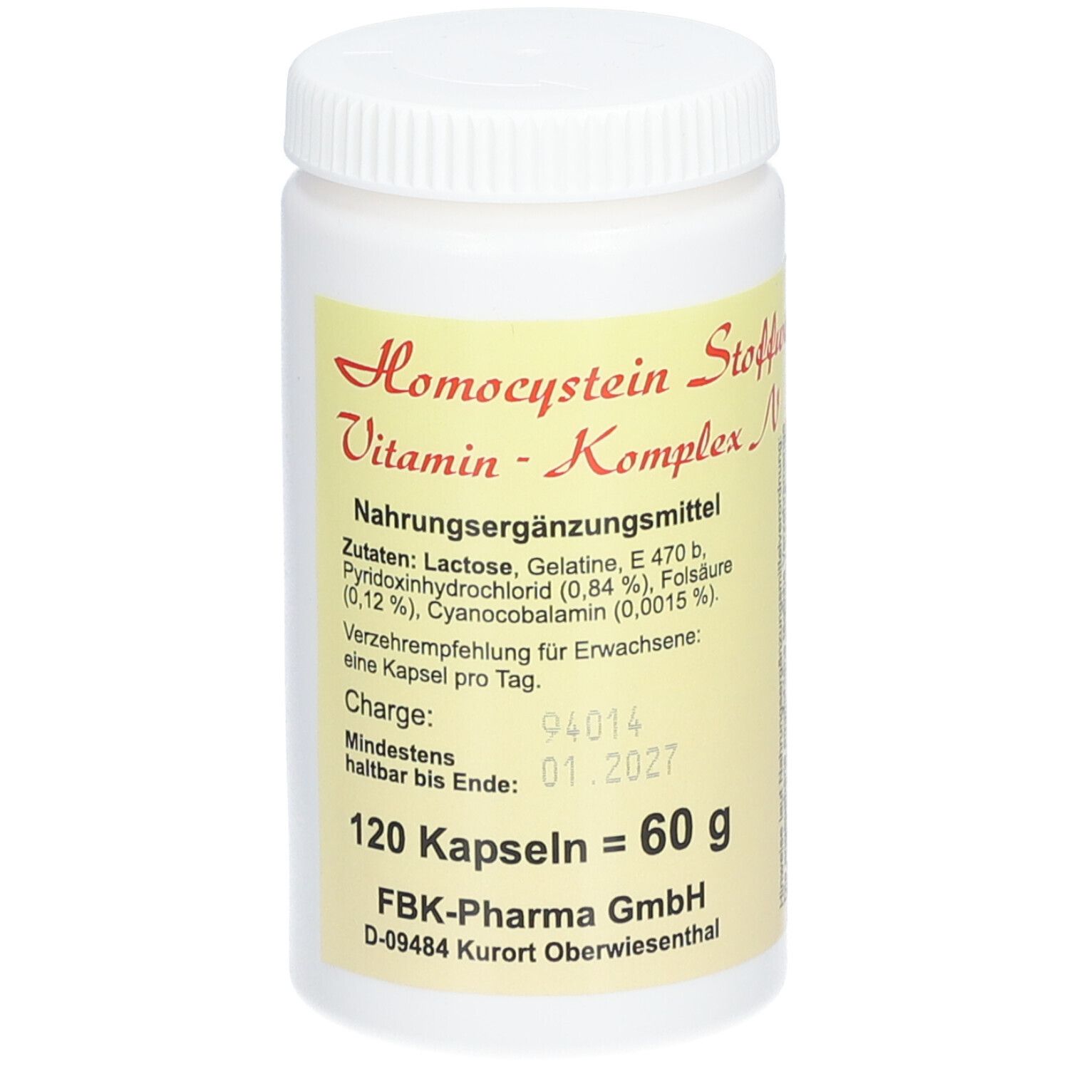 Homocystein Stoffwechsel-Vitamin-Komplex N Kapseln 120 St
