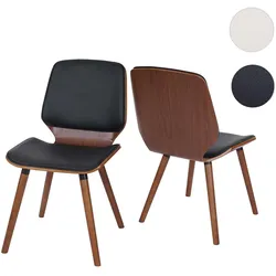 2er-Set Esszimmerstuhl HWC-B16, Holz Bugholz Retro-Design Walnussoptik, FSC®-zertifiziert ~ Kunstleder schwarz