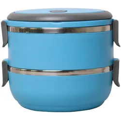 Lunchbox 2 Etagen Frischhaltedose Essensbehälter Lunch Box Brotdose Frühstücksdose Blau