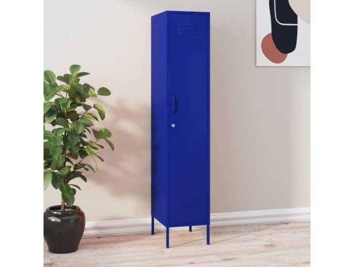 KGHFDVB Schließfachschrank Stahl Marineblau 35x46x180 cm Mit 4 Einlegeböden, 2 Schlössern, verstellbare Stellfüße, für Büro und Haushalt
