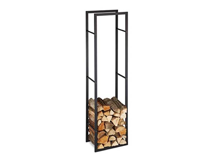 Relaxdays Etagère intérieur Support élevé Bois de Chauffage Cheminée\, Acier HxlxP 170 x 44\,5x30cm Noire\, 5 x 30 cm