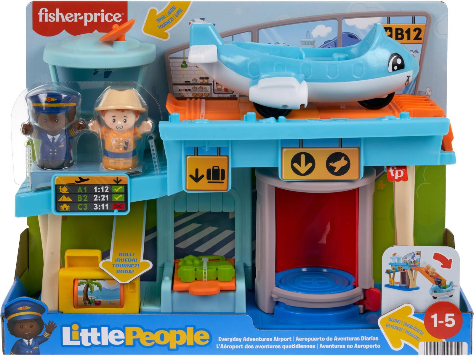 Fisher-Price Little People HTJ26 Luchthaven en vliegtuig, meerkleurig, plastic