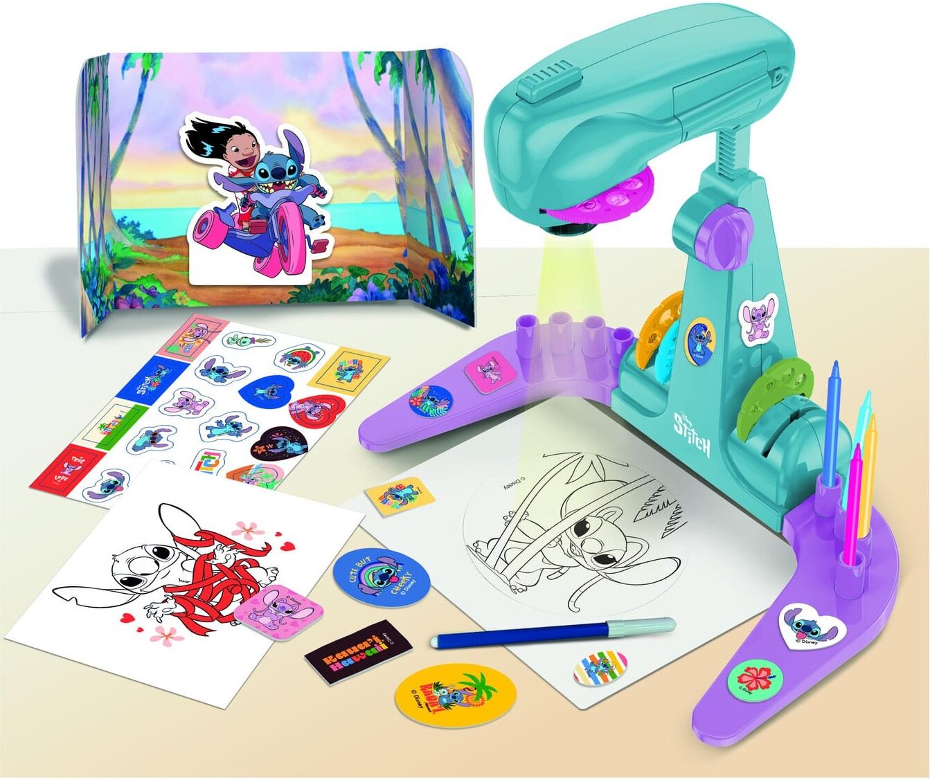 Lisciani Stitch Drawing Projector - LED Projection for Easy Tracing of Stitch and Friends with Scenic Playset, Toy for Kids, Arts & Entertainment Toy