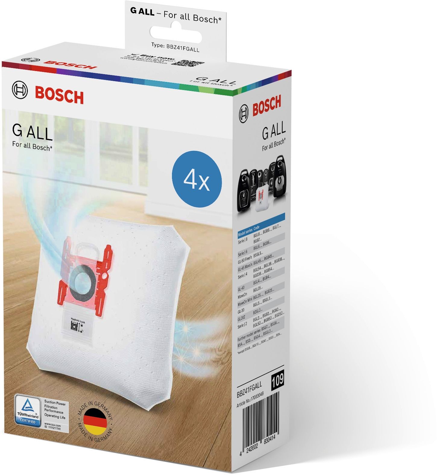 Siemens BBZ41FGALL PowerProtect Dustbag Staubsaugerbeutel Type G ALL 17000940