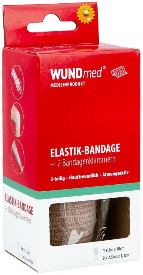 Elastik Bandage 10 cmx3 m mit Bandageklammern