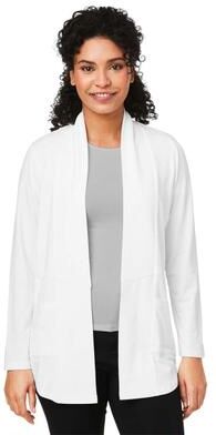 Devon & Jones DP125W Women's Raleigh Stretch Cardigan Jacket in White size Small   Triblend