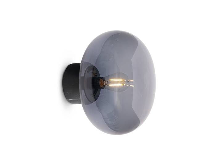 Karl-Johan LED-Wandleuchte schwarz/opal - New Works - Wohnzimmer - Modern - Glas - Einflammig