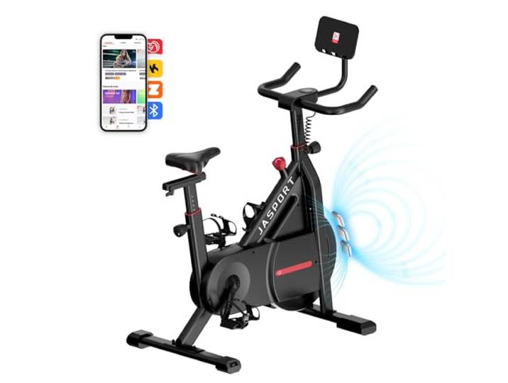 JASPORT C3 Ergometer hometrainer, stil, indoor fitnessbike met magnetische weerstand, led-display, cardiotraining, belastbaar tot 120 kg app met video-on-demand trainingen