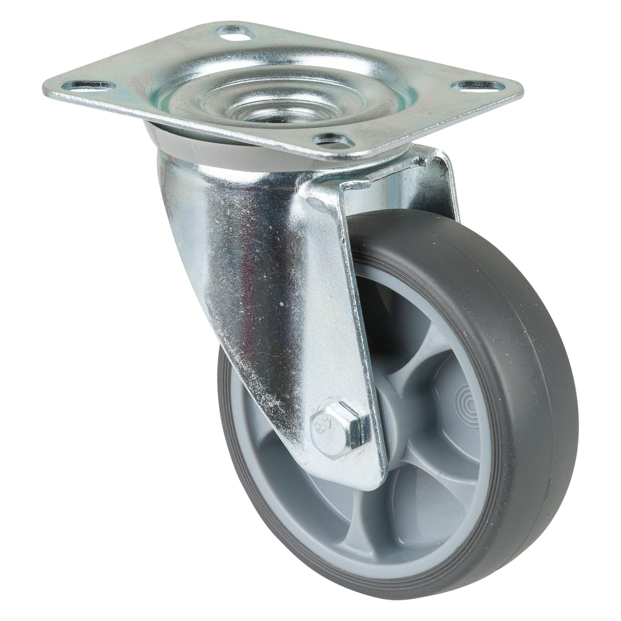 BS Rollen Lenkrolle Rad-Ø 100 mm Tragfähigkeit 110 kg thermoplastisch Kunststoff Platte L104xB80 mm (L400.B44.101)