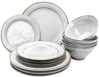 Gibson Earthenware Dinnerware Set 12 Pieces in White