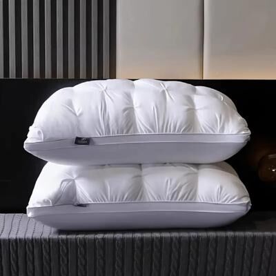 Inspired Finds 5 Star Hotel Quality Pillow High Loft Neck Support Cushion For Deep Sleep, All Season Comfort 2pcs Gray 77x51cm
