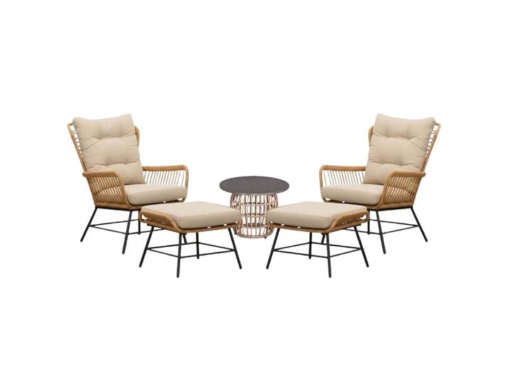 Dex lounge balkonset 2 personen wicker + aluminium Bamboo taupe 5-delig