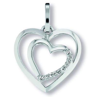 Kette mit Anhänger ONE ELEMENT "Zirkonia Herz Herz Anhänger aus 925 Silber", silber, Halsketten, Damen, Silber 925 (Sterlingsilber), Ein Geschenk von Herzen – zart, elegant & voller Symbolik