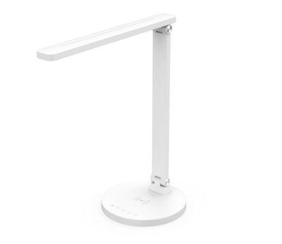 meet by Paperflow ATIAS LED-Tischleuchte weiß, 900 lm, verstellbarer Gelenkarm, Qi-Ladepad & USB, CCT