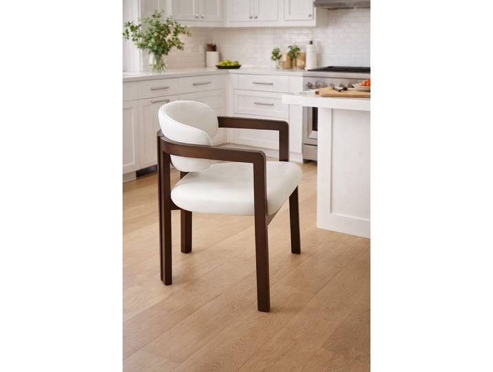 JVmoebel Esszimmerstuhl Holzstuhl mit weißem Sitzpolster und stilvollem Design