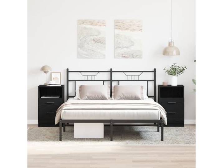 HEFZGDB Nachttisch-Set 2 Stück Schwarz Eiche 40x35x65 cm Holzwerkstoff mit Schubladen, Modernes Design für Schlafzimmer, Stauraum Lösung, Einfache Montage, Strapazierfähige