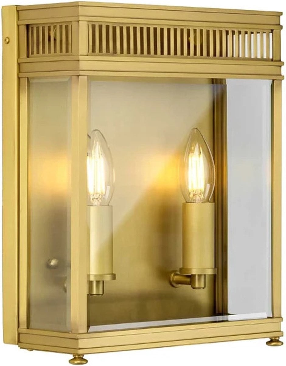Elstead Lighting Holborn LED Buitenmuurlantaarn van messing en glas