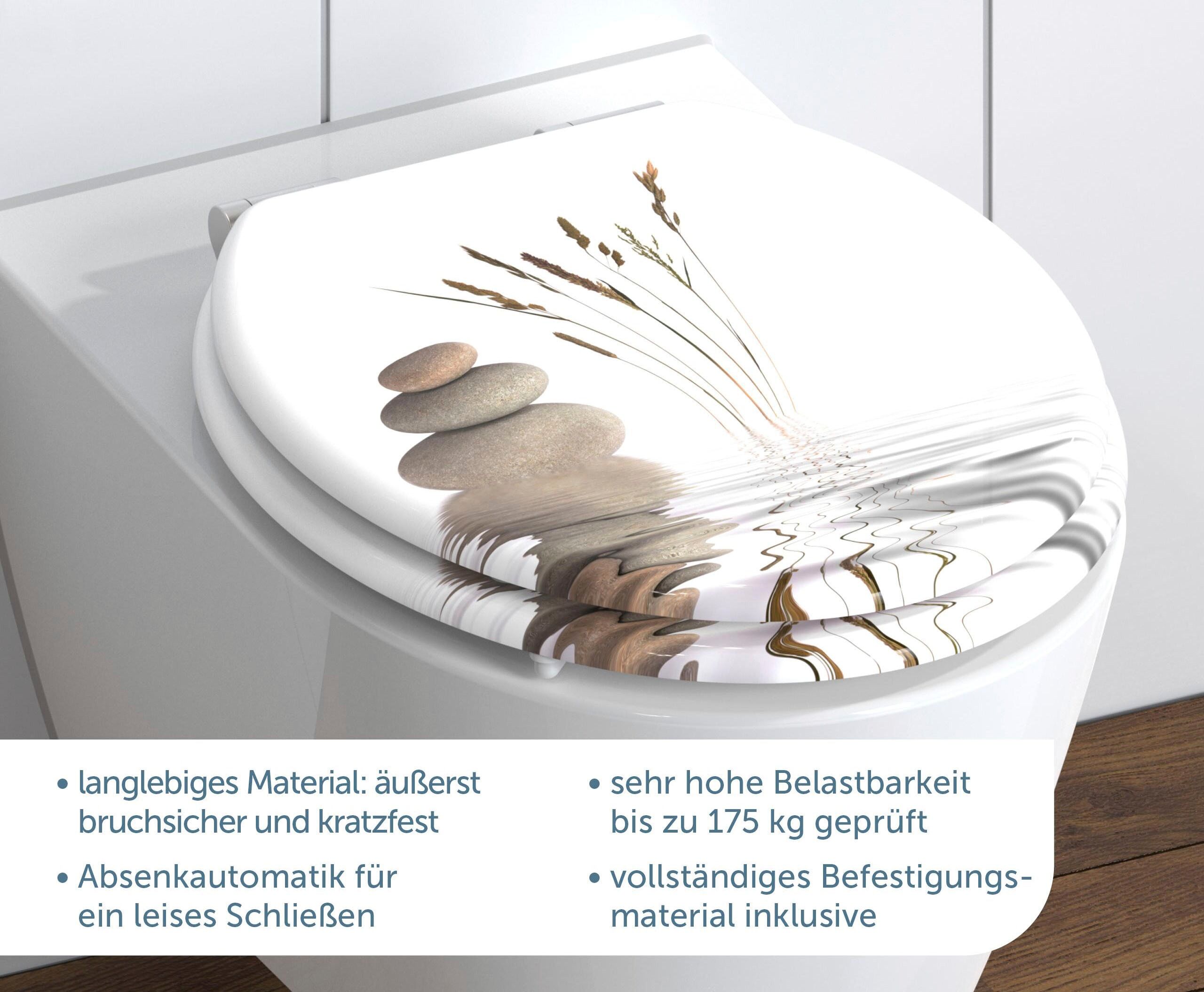 WC-Sitz SCHÜTTE "Balance", bunt, B:375cm L:435cm, MDF - Mitteldichte Holzfaserplatte, WC-Sitze, WC-Sitz, mit Absenkautomatik und Holzkern, MDF bunt Einheitsgröße